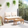 vidaXL Gartenbank 2 pcs Creme und Braun Massivholz Teak