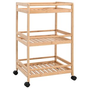 vidaXL K&uuml;chenwagen mit R&auml;dern Natur 46 x 38 x 76 cm Bambus
