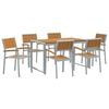 vidaXL Garten Essgruppe 7 pcs Grau Massivholz Akazie