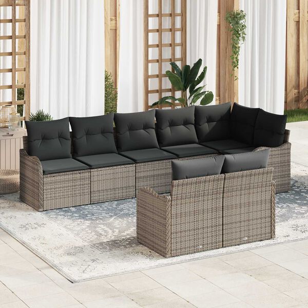 vidaXL Gartensofa-set Grau Poly-Rattan