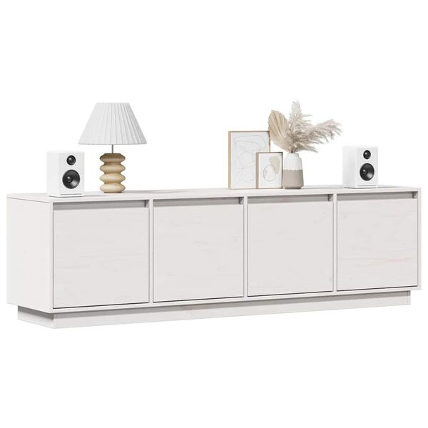 vidaXL TV-Schrank Wei&szlig; 156x37x45 cm Massivholz Kiefer