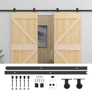 vidaXL Schiebet&uuml;r 2 stk. 80 x 210 cm Massives Kiefernholz