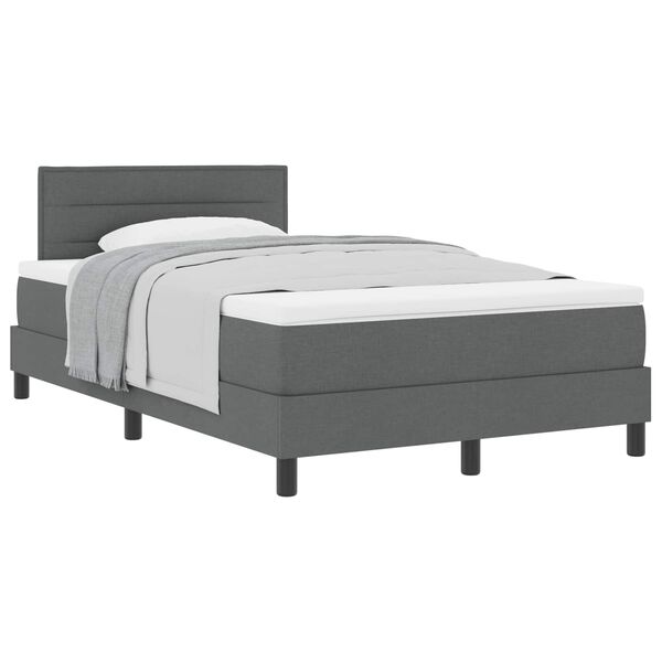 vidaXL Boxspringbett mit Matratze Dunkelgrau 120 x 200 cm Stoff