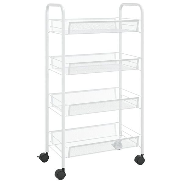 vidaXL K&uuml;chenwagen 4 Etagen Wei&szlig; 46x26x85 cm Eisen