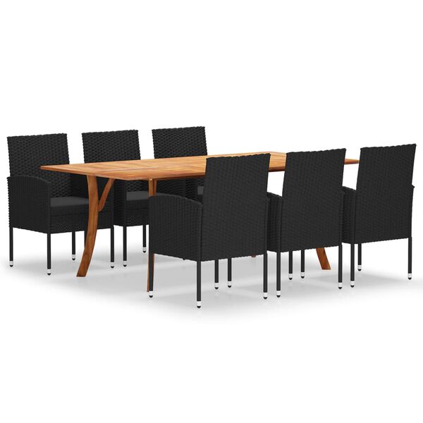 vidaXL 7-tlg. Garten-Essgruppe Schwarz