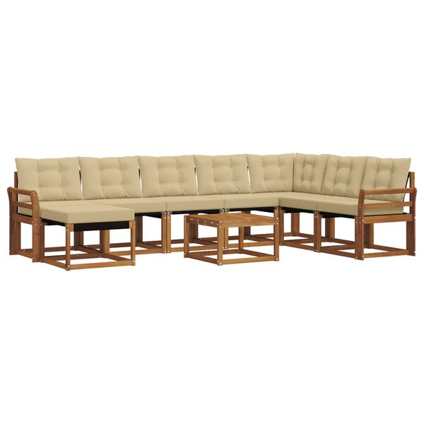 vidaXL Outdoor-Sofagarnitur mit Kissen 9 pcs Natur und Beige