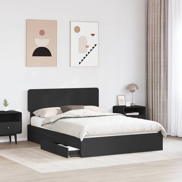 vidaXL Aufbewahrungsbett Schwarz 150 x 200 cm Holzwerkstoff