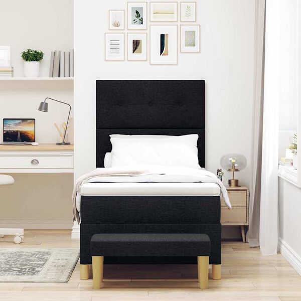 vidaXL Boxspringbett mit Matratze Schwarz 80 x 200 cm Stoff
