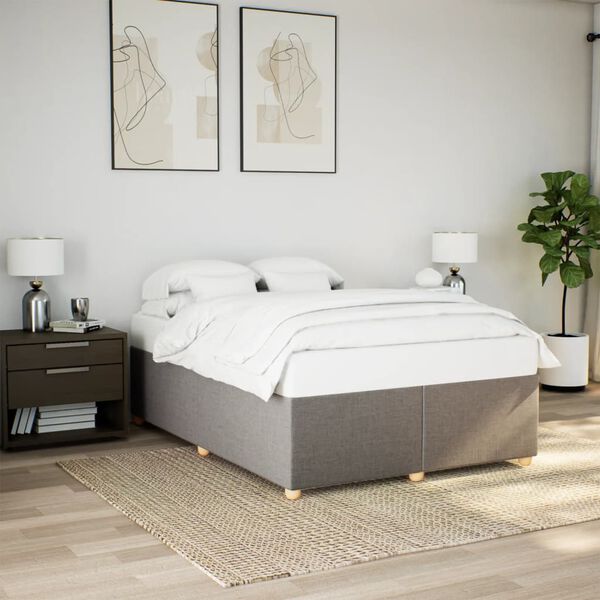 vidaXL Bettgestell ohne Matratze Taupe 140x200 cm Stoff