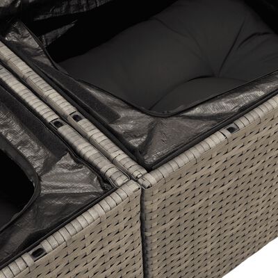 vidaXL 4-tlg. Garten-Sofagarnitur mit Kissen Grau Poly Rattan