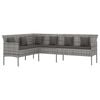 vidaXL Gartensofa in L-Form mit Kissen Grau Poly Rattan