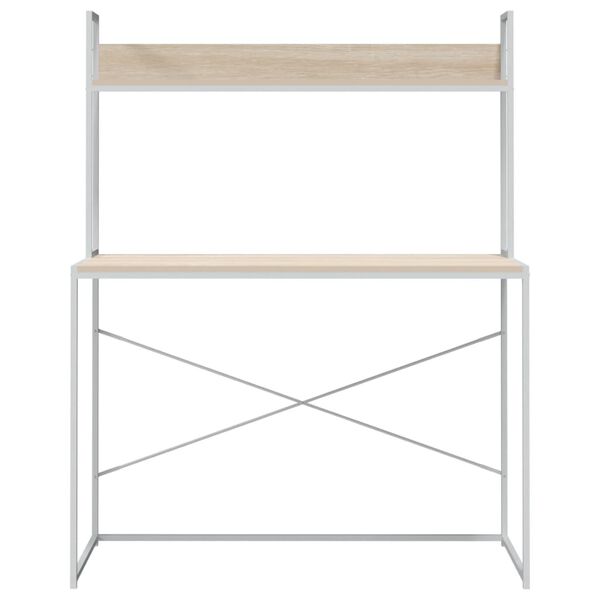 vidaXL Computertisch Wei&szlig; und Eiche-Optik 110x60x138 cm Spanplatte
