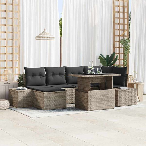 vidaXL Garten-Sofa-Set mit Kissen 7 pcs Grau