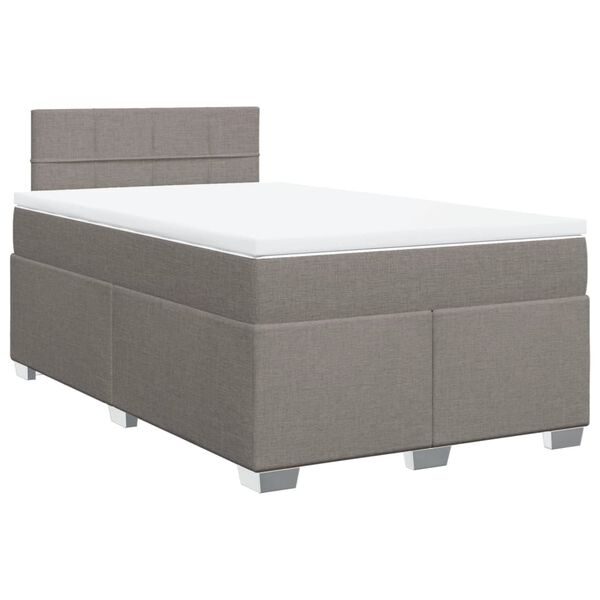 vidaXL Boxspringbett mit Matratze Taupe 120x200 cm Stoff