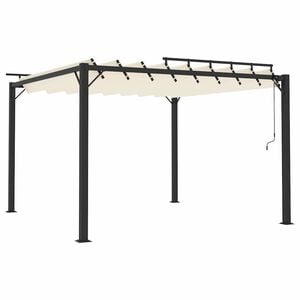 vidaXL Pergola mit Lamellendach 3x3 m Creme Stoff und Aluminium