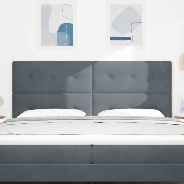 vidaXL LED Kopfteil mit LED-Lichtleisten Grau 200 cm Polyester