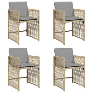 vidaXL Gartenst&uuml;hle mit Kissen 4 Stk. Beigemischung Poly Rattan