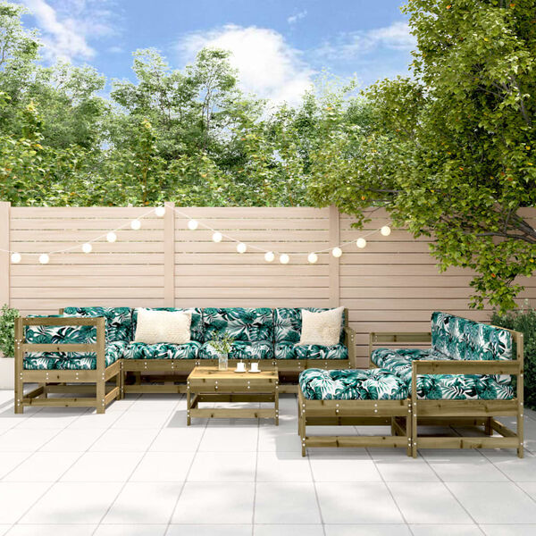 vidaXL 10-tlg. Garten-Lounge-Set mit Kissen Kiefernholz Impr&auml;gniert