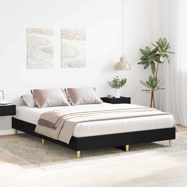 vidaXL Bettrahmen Schwarz Eichen-Optik 203 x 153 x 25 cm Holzwerkstoff