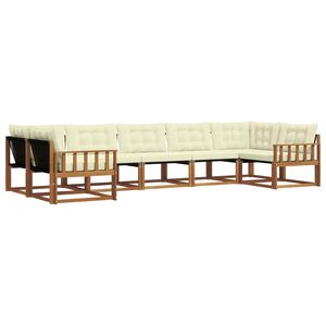 vidaXL Outdoor-Sofagarnitur mit Kissen 7 pcs Natur und Creme