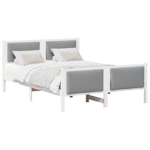 vidaXL Bettrahmen mit Kopfteil Hellgrau 150 x 200 cm Stoff