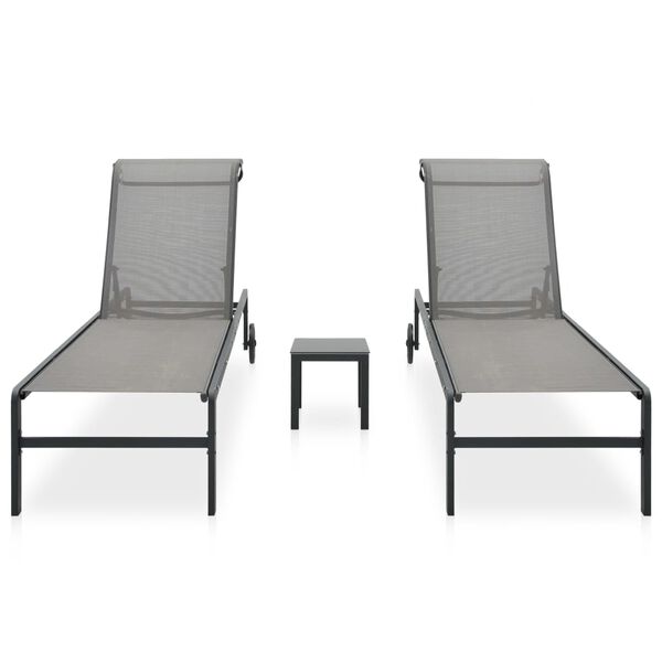 vidaXL Sonnenliegen 2 Stk. mit Tisch Textilene und Stahl