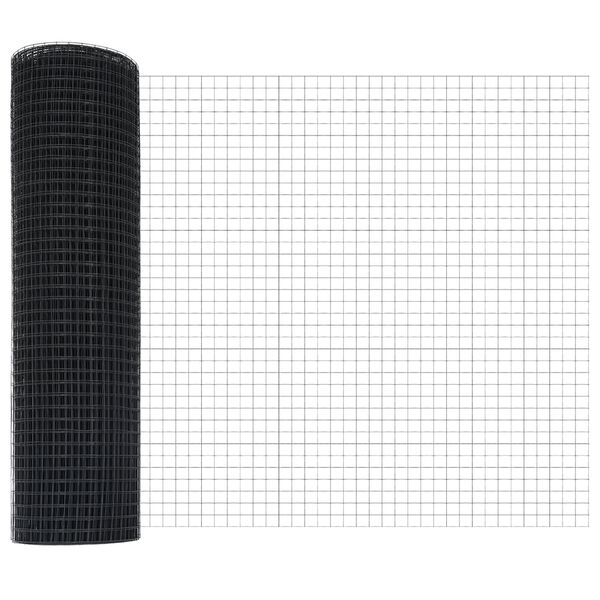 vidaXL Zaun mit Pfosten Grau 0,4 x 100 m Stahl und PVC