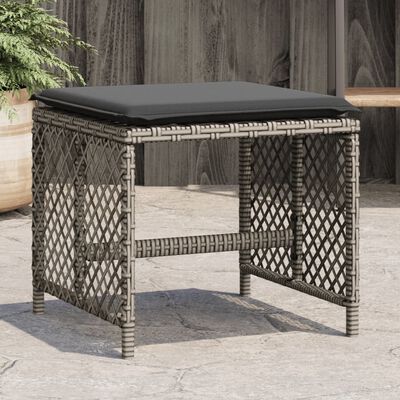 vidaXL Gartenhocker mit Kissen 4 Stk. Grau 41x41x36 cm Poly Rattan