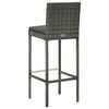 vidaXL Garten-Barhocker mit Kissen 4 Stk. Grau Poly Rattan