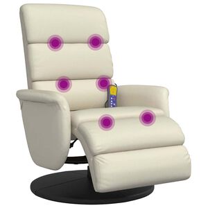 vidaXL Massagesessel mit Fu&szlig;teil Creme Kunstleder