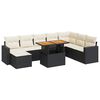 vidaXL 9-tlg. Garten-Sofagarnitur mit Kissen Schwarz Poly Rattan