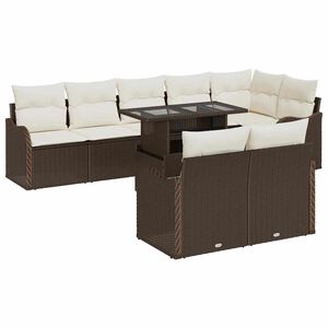 vidaXL Lounge-Set mit Kissen 9 pcs Braun Poly Rattan