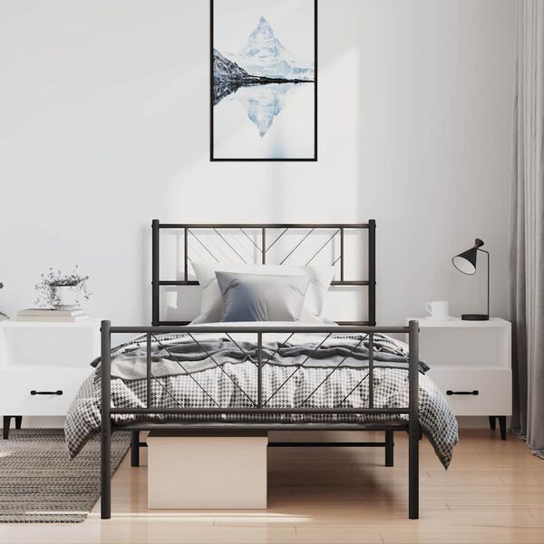 vidaXL Bettgestell mit Kopf- und Fu&szlig;teil Metall Schwarz 100x190 cm
