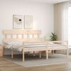 vidaXL Seniorenbett mit Kopfteil Super Kingsize Massivholz