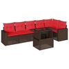 vidaXL 7-teiliges Gartensofa-Set mit Kissen, braun, Polyrattan