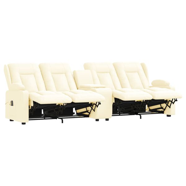 vidaXL 4-Sitzer Massagesessel mit Getränkehalter Creme Kunstleder