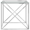 vidaXL Couchtisch Silbern 55x55x55 cm Edelstahl und Glas