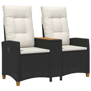 vidaXL Liegebank mit Tisch 2 -Seater 126 x 65 x 112 cm Poly-Rattan
