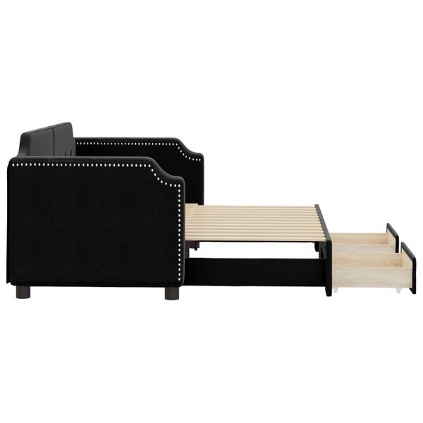 vidaXL Tagesbett Ausziehbar mit Schubladen Schwarz 80x200 cm Stoff