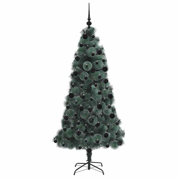 vidaXL K&uuml;nstlicher vorbeleuchteter Weihnachtsbaum mit Kugelset 210 cm