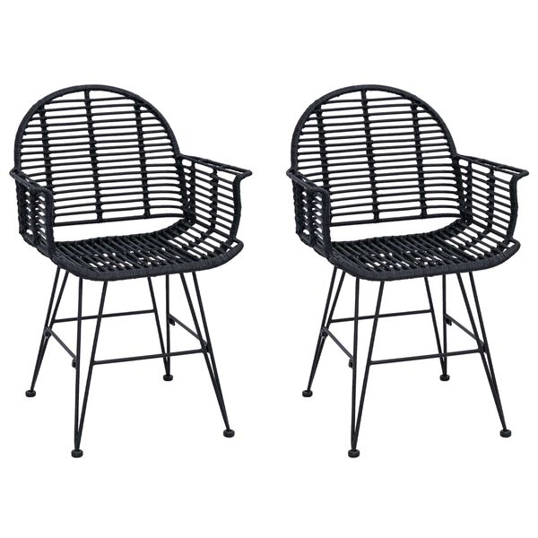 vidaXL Esszimmerstuhl 2 pcs Schwarz 44 x 44 x 74 cm Rattan und Eisen