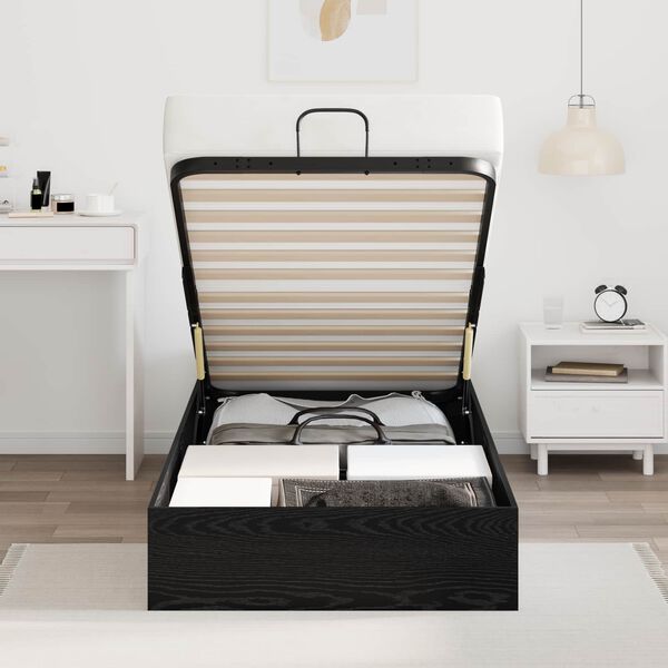 vidaXL Ottoman Bettgestell Schwarz Eichen-Optik 193 x 120 x 25 cm