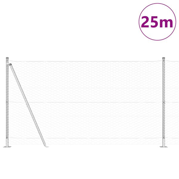 vidaXL Zaunpfosten Silber 25 x 1,2 m (36 mm Netz) Stahl