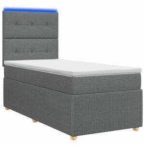vidaXL LED Boxspringbett mit Matratze Dunkelgrau 80 x 200 cm Stoff