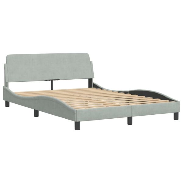 vidaXL Bett mit Matratze "Hanko" Hellgrau 140x190 cm Samt