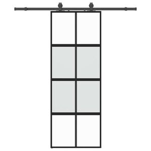 vidaXL Schiebet&uuml;r mit Beschlag Schwarz 76x205 cm Hartglas