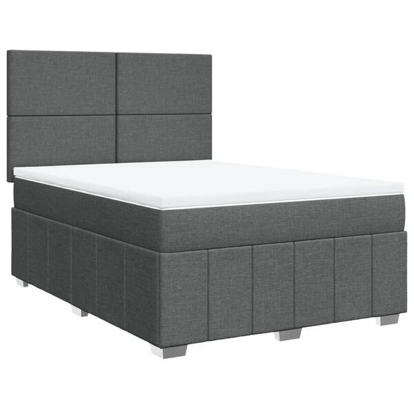 vidaXL Boxspringbett mit Matratze Dunkelgrau 140x200 cm Stoff