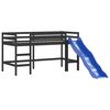 vidaXL Kinderhochbett mit Turm Wei&szlig; & Schwarz 80x200 cm Kiefernholz