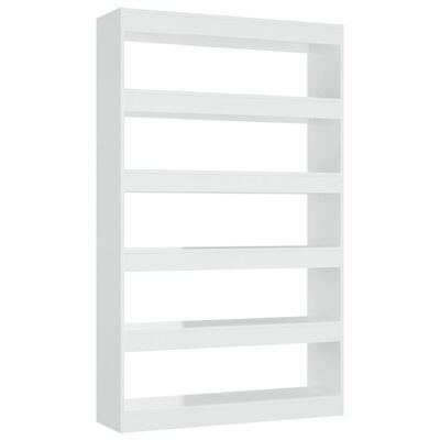 vidaXL Bücherregal/Raumteiler Hochglanz-Weiß 100x30x166 cm