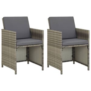 vidaXL Gartenst&uuml;hle 2 Stk. mit Auflagen Poly Rattan Grau